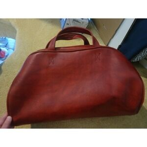 Rare Retro Jiffy Custom Carrier Doctor Bag Travel Duffel Red Vinyl‎ Carry On VTG